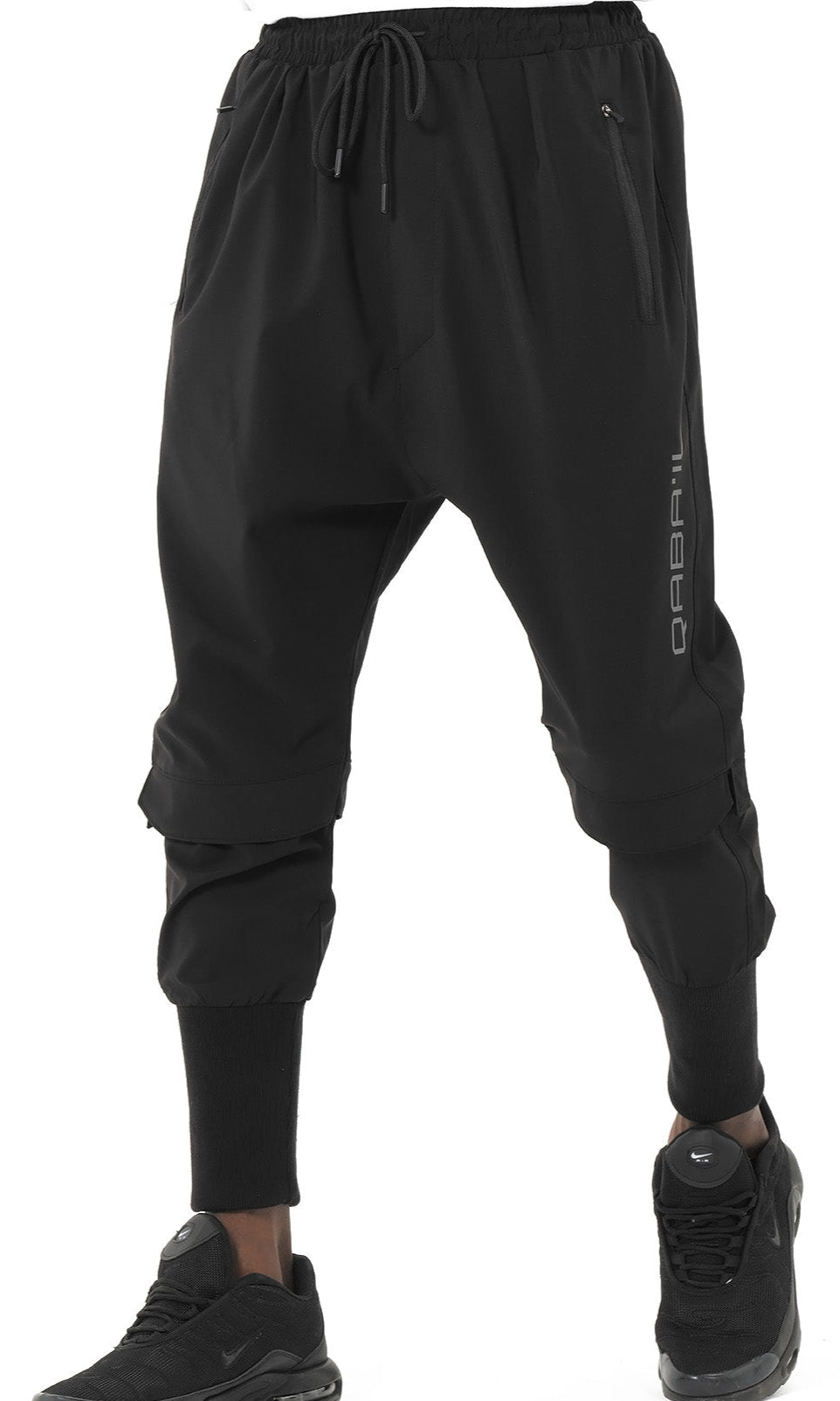 QL Pantalon Cross Over in Black - QABA'IL,