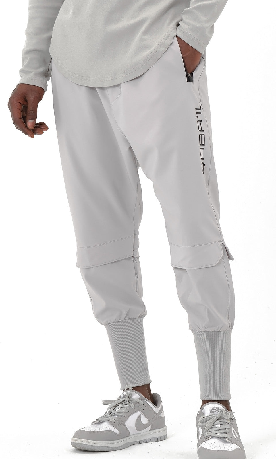QL Pantalon Cross Over in Grey - QABA'IL,