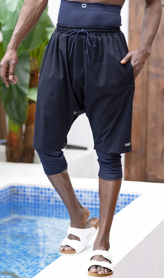 QL Halal Swim Shorts in Navy Blue | MOOMENN