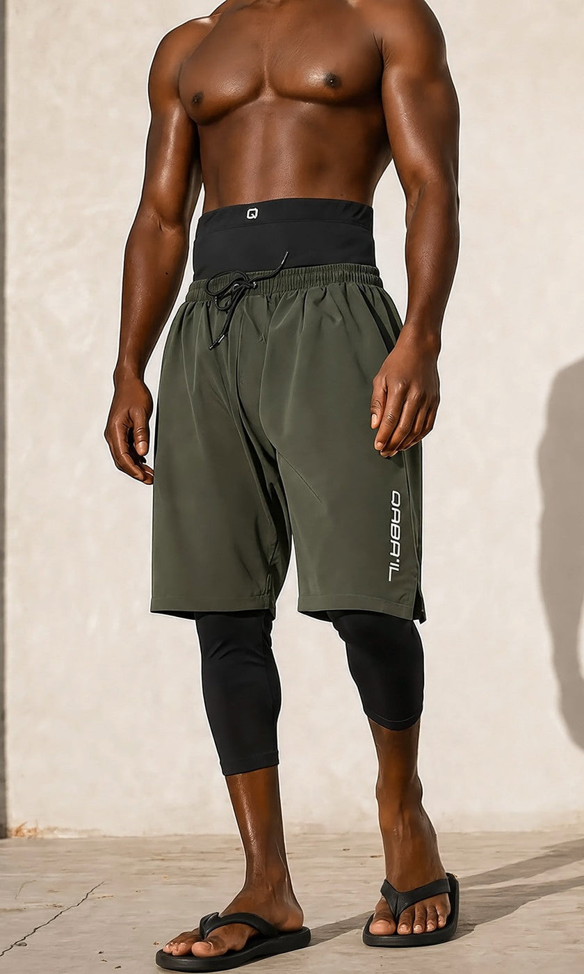 QABA’IL Halal Swim Shorts in Dark Khaki