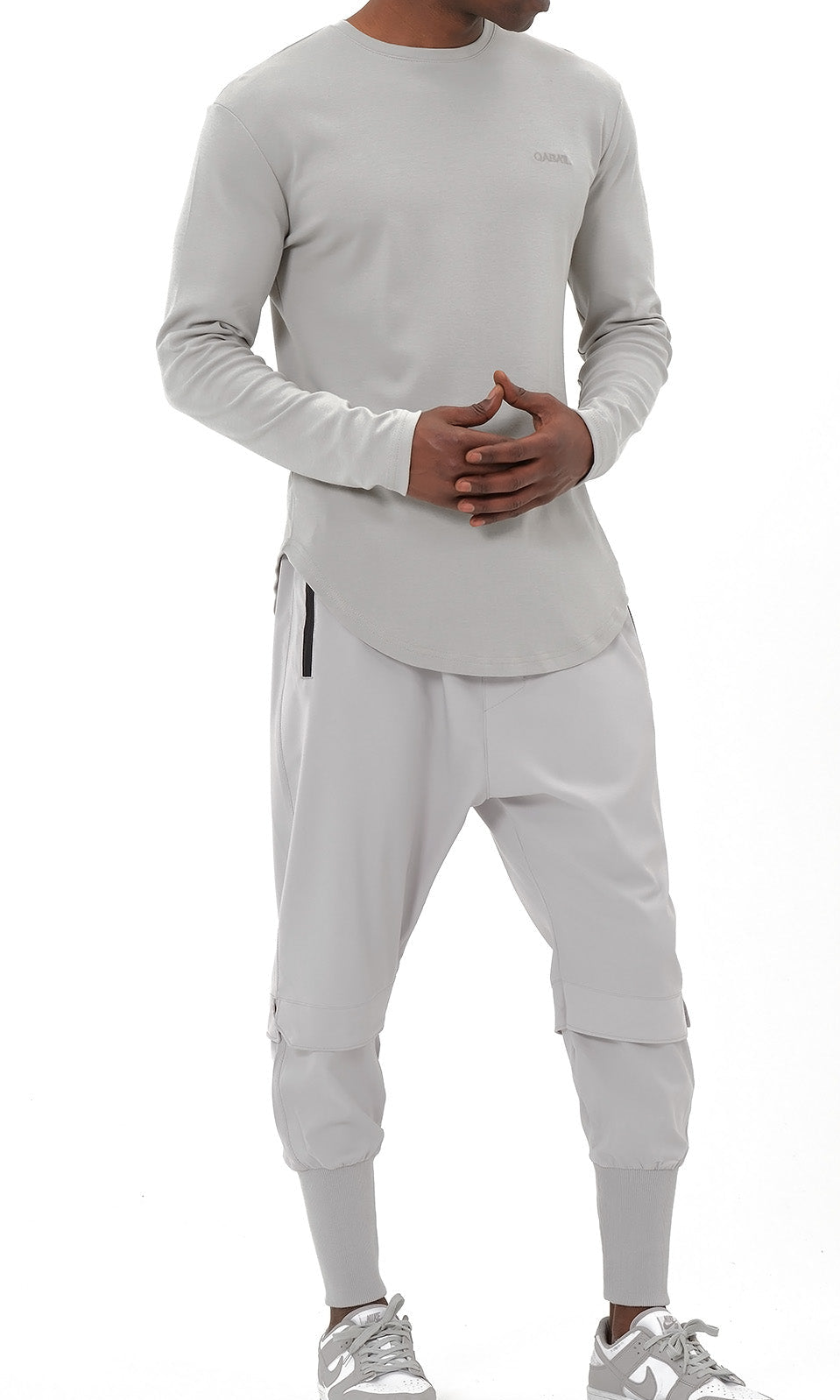  QL Pantalon Cross Over in Grey - QABA'IL,