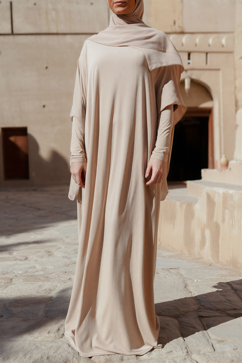 SUBLIME Relaxed Batwing Jersey Abaya AS015 in Beige