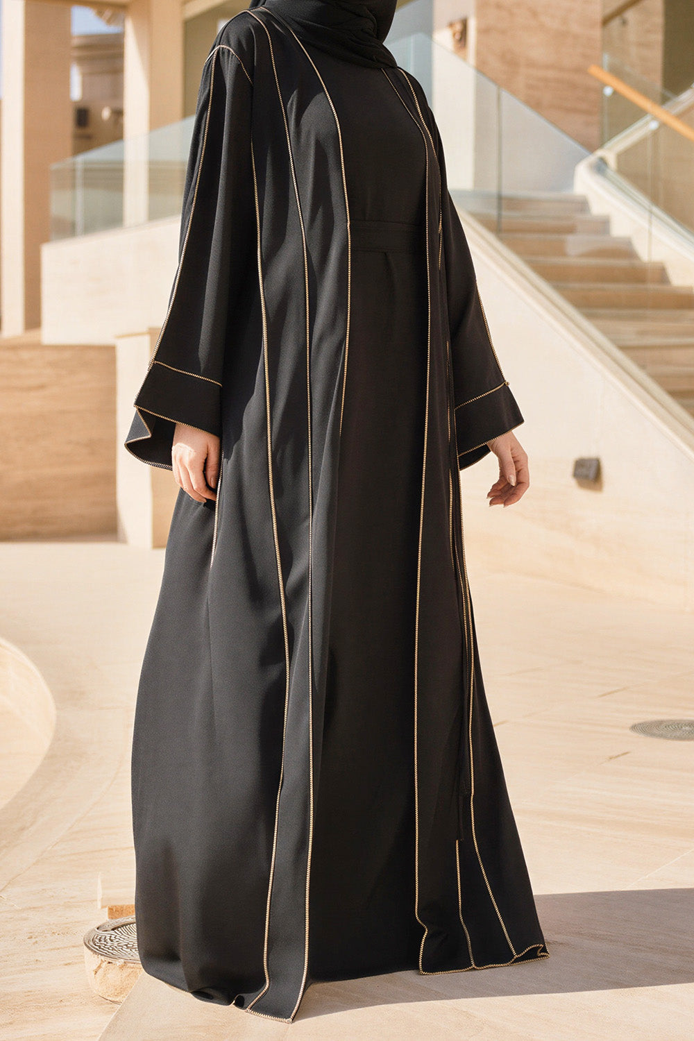 SB Two-Piece Kimono Set Premium Nidah AS004 in Black