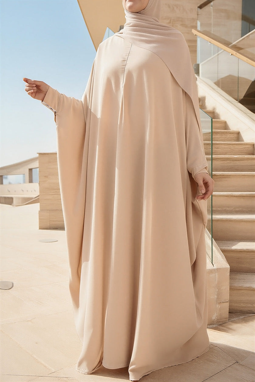 Sublime Saudi-Cut Abaya with Chest Zip in Beige