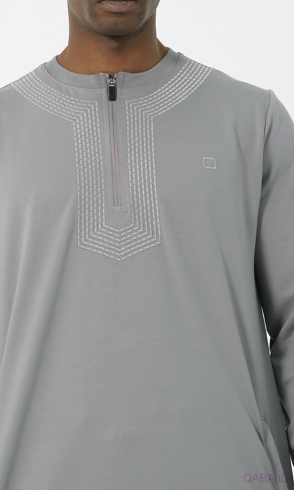 Islamic Men's Long Thobe Amwaj R24 QL in Grey