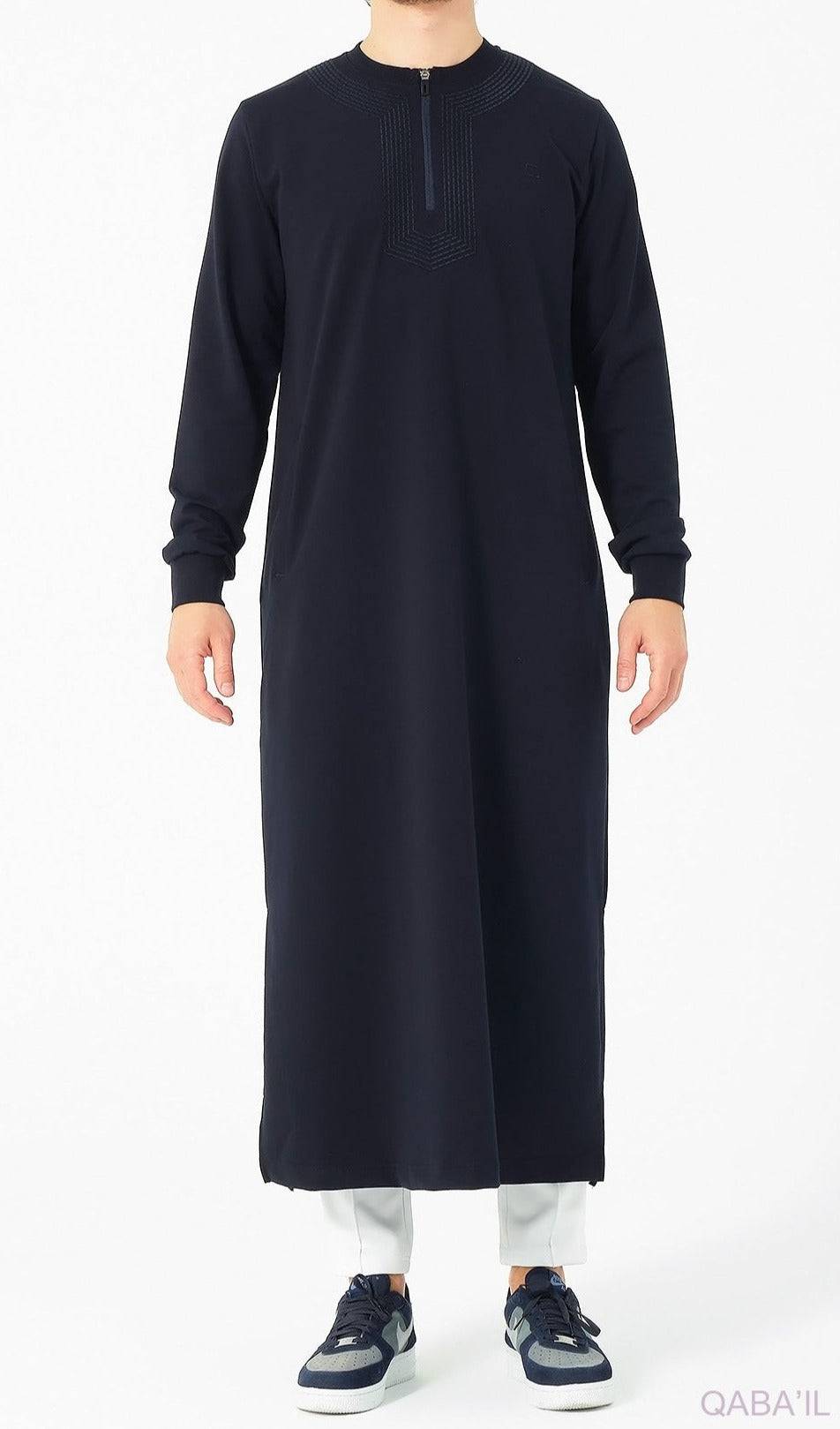 Islamic Men's Long Thobe Amwaj R24 QL in Navy Blue