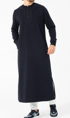 Islamic Men's Long Thobe Amwaj R24 QL in Navy Blue