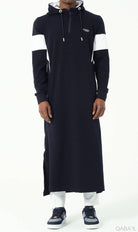 Muslim Men's Two-tone Long Thobe Kamees Unik R24 QL Navy Blue