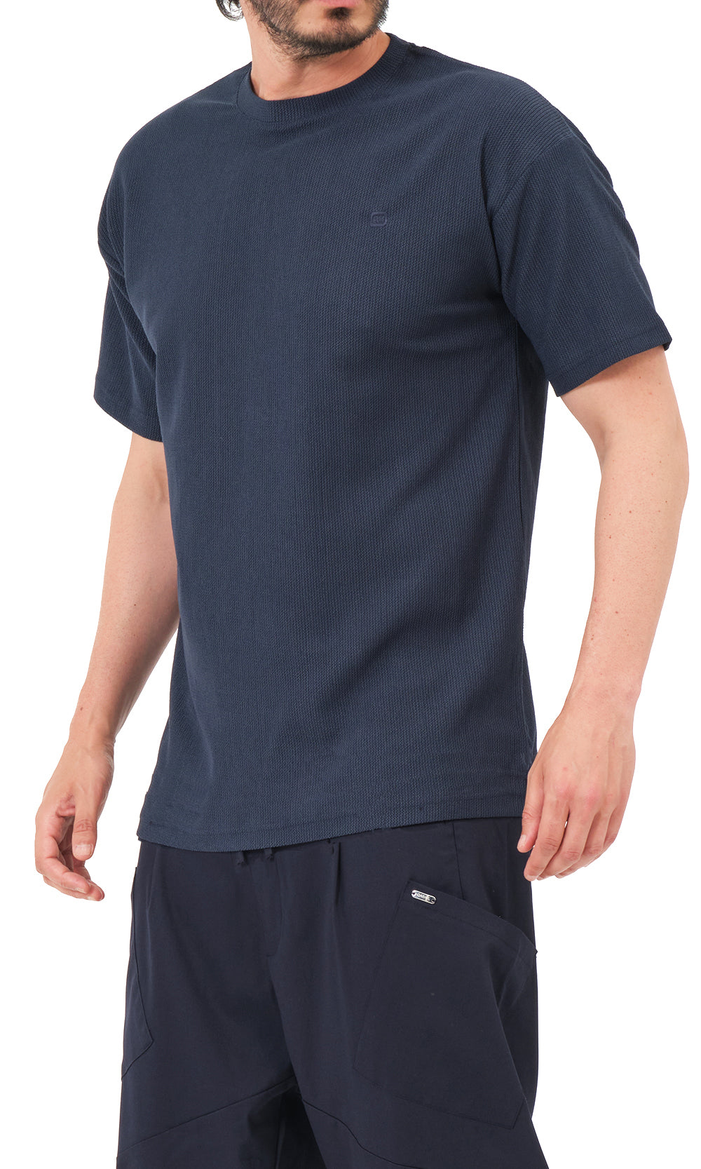 QTT3001 T-Shirt Oversized Waffle in Navy