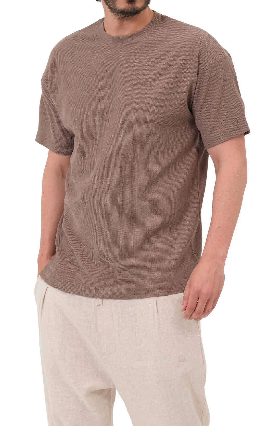 QTT3001 T-Shirt Oversized Waffle in Taupe