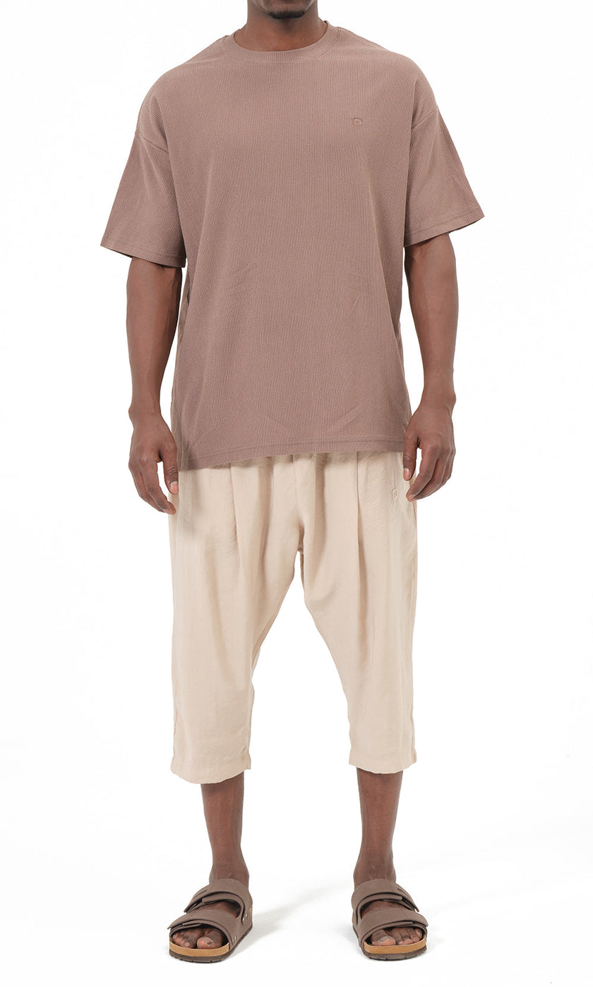 QABA’IL Classik Court Tencel Cropped Pants in Beige