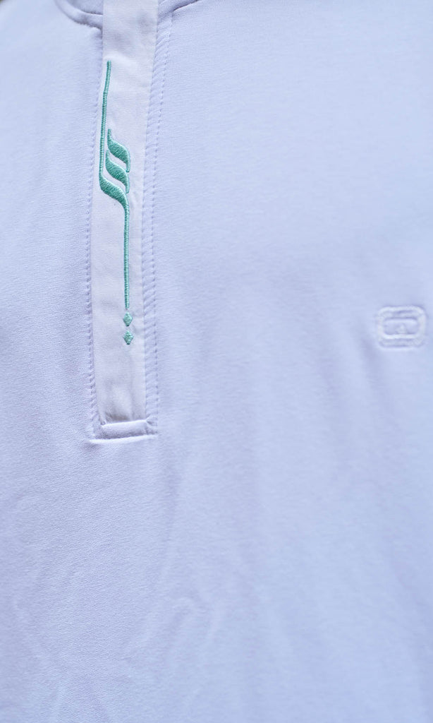  QL Short Kamisweat Subtil in White and Mint - QABA'IL,