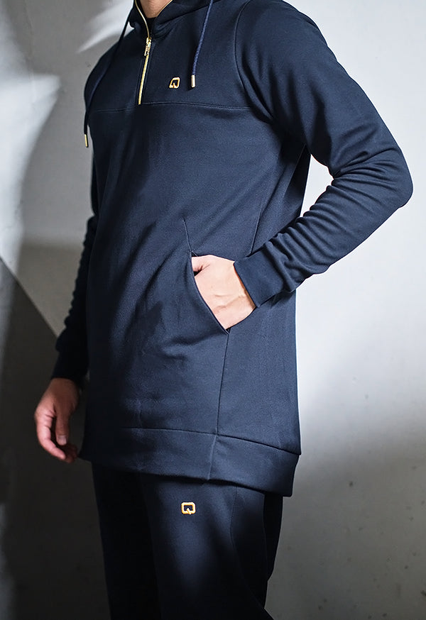  QL Short Kamisweat Set PREMIERE in Navy Blue and Gold - QABA'IL,