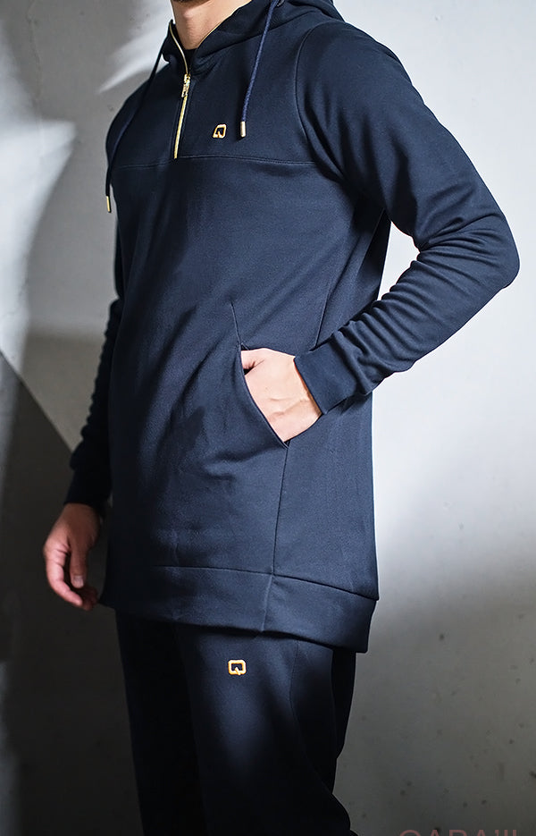 QL Short Kamisweat Set PREMIERE in Navy Blue and Gold - QABA'IL,