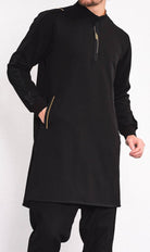 Muslim Men’s Short Jubba Kamisweat Subtil QL in Black and Gold