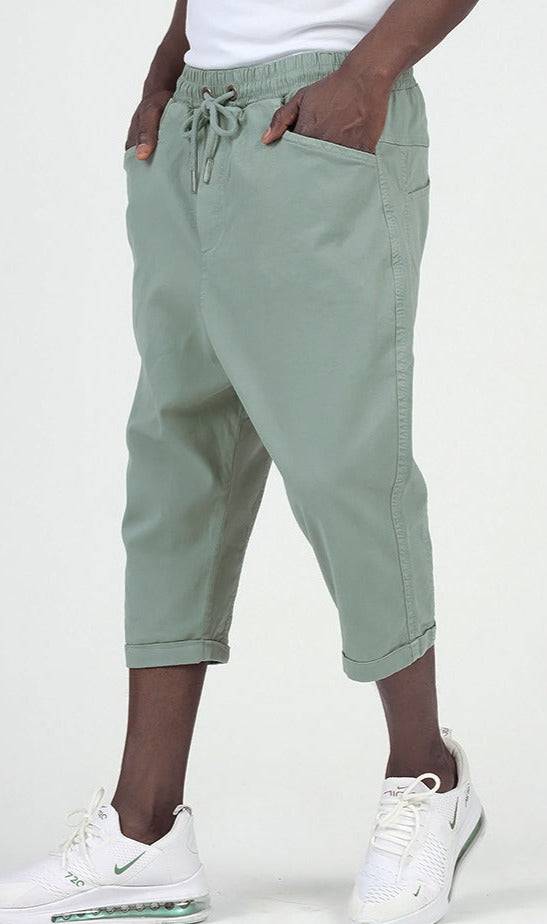 QL Cropped Trousers Stretch in Almond Green