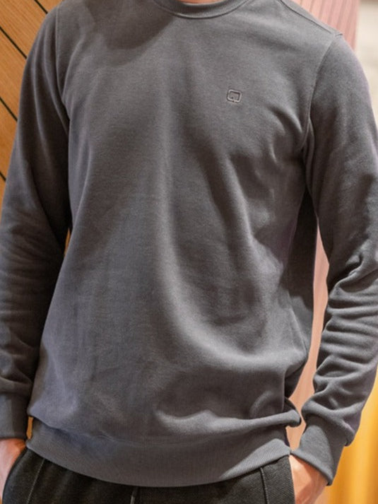 QL Round Collar Longline Sweatshirt in Dark Grey - QABA'IL,