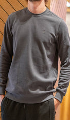  QL Round Collar Longline Sweatshirt in Dark Grey - QABA'IL,