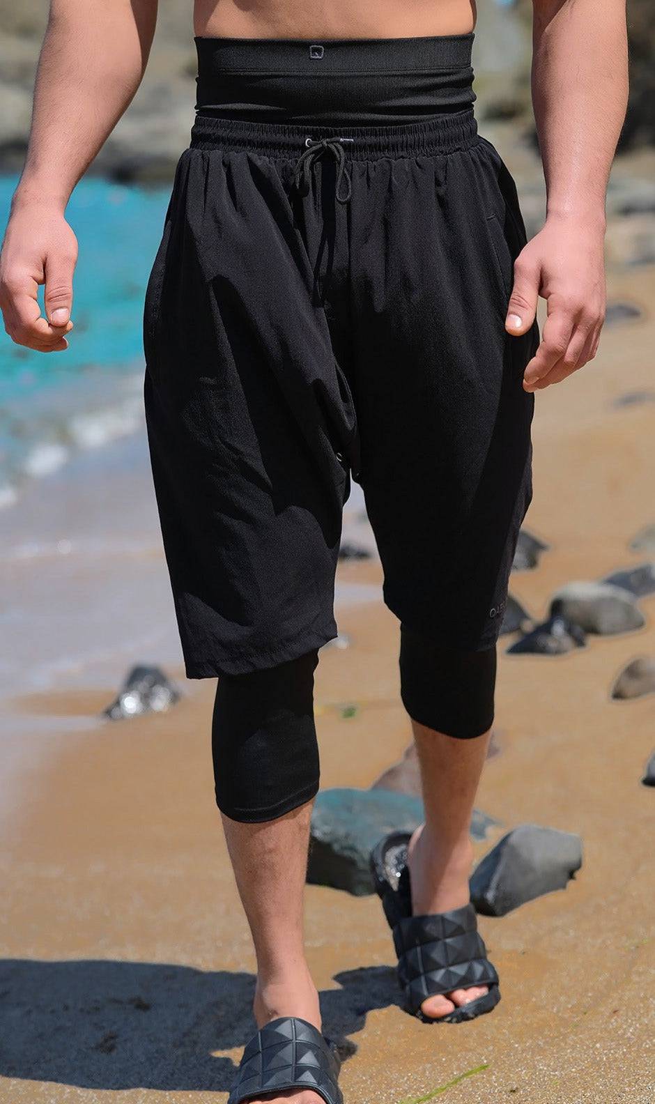 QL Halal Swim Shorts in Black and Black