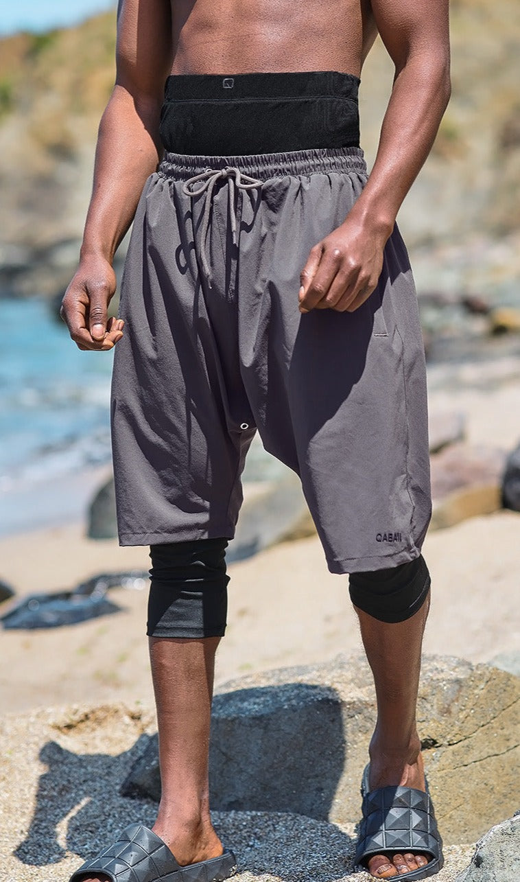 QABA’IL Halal Swim Shorts in Grey and Black