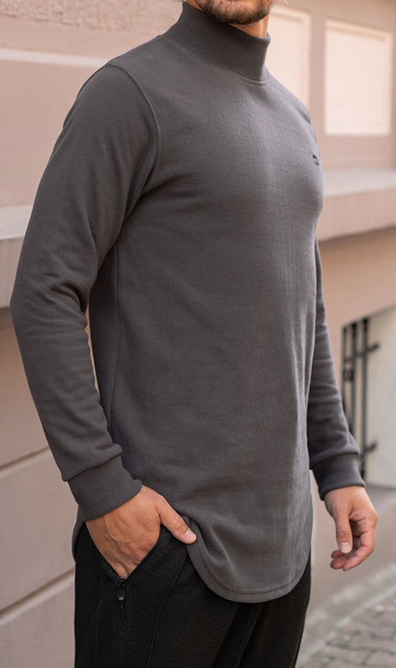 High collar sweatshirt mens sale