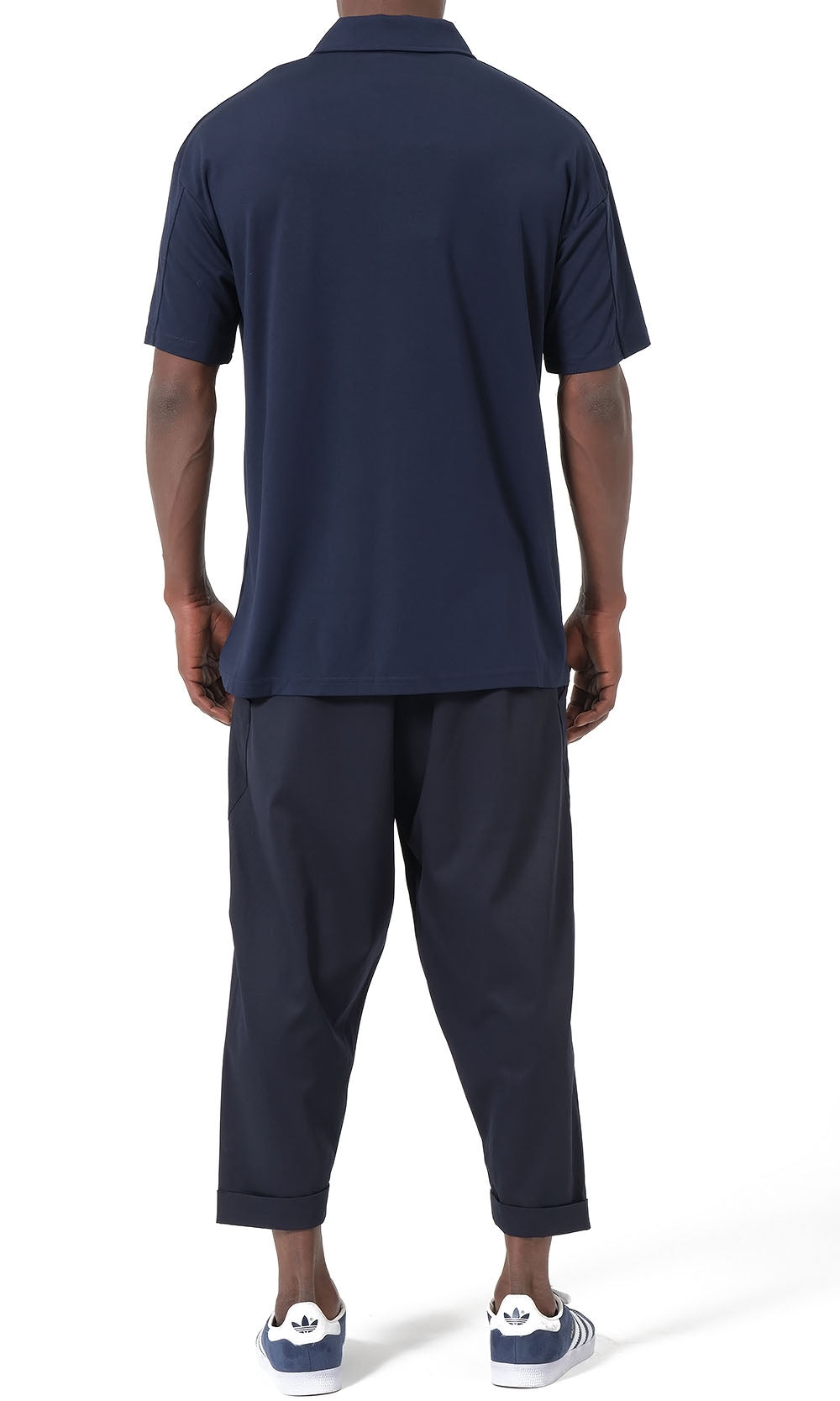QL Oversized Zip Jersey Polo in Navy
