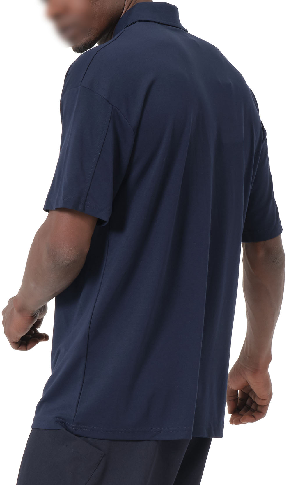 QL Oversized Zip Jersey Polo in Navy