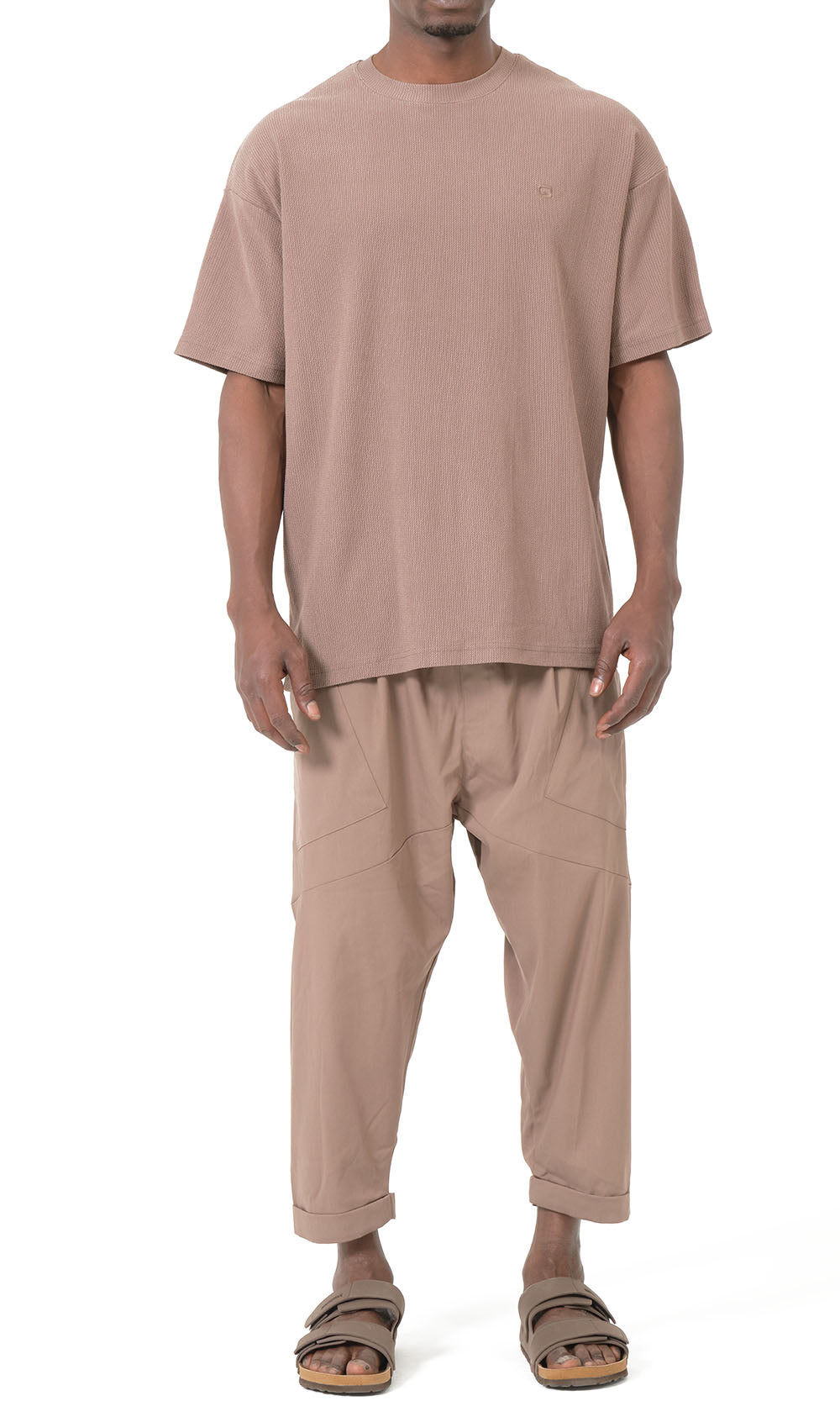 QTT3001 T-Shirt Oversized Waffle in Taupe