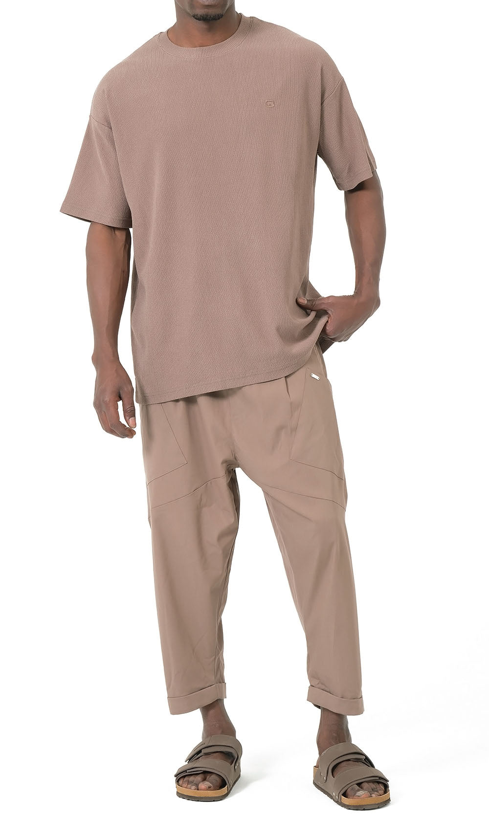 QTT3001 T-Shirt Oversized Waffle in Taupe
