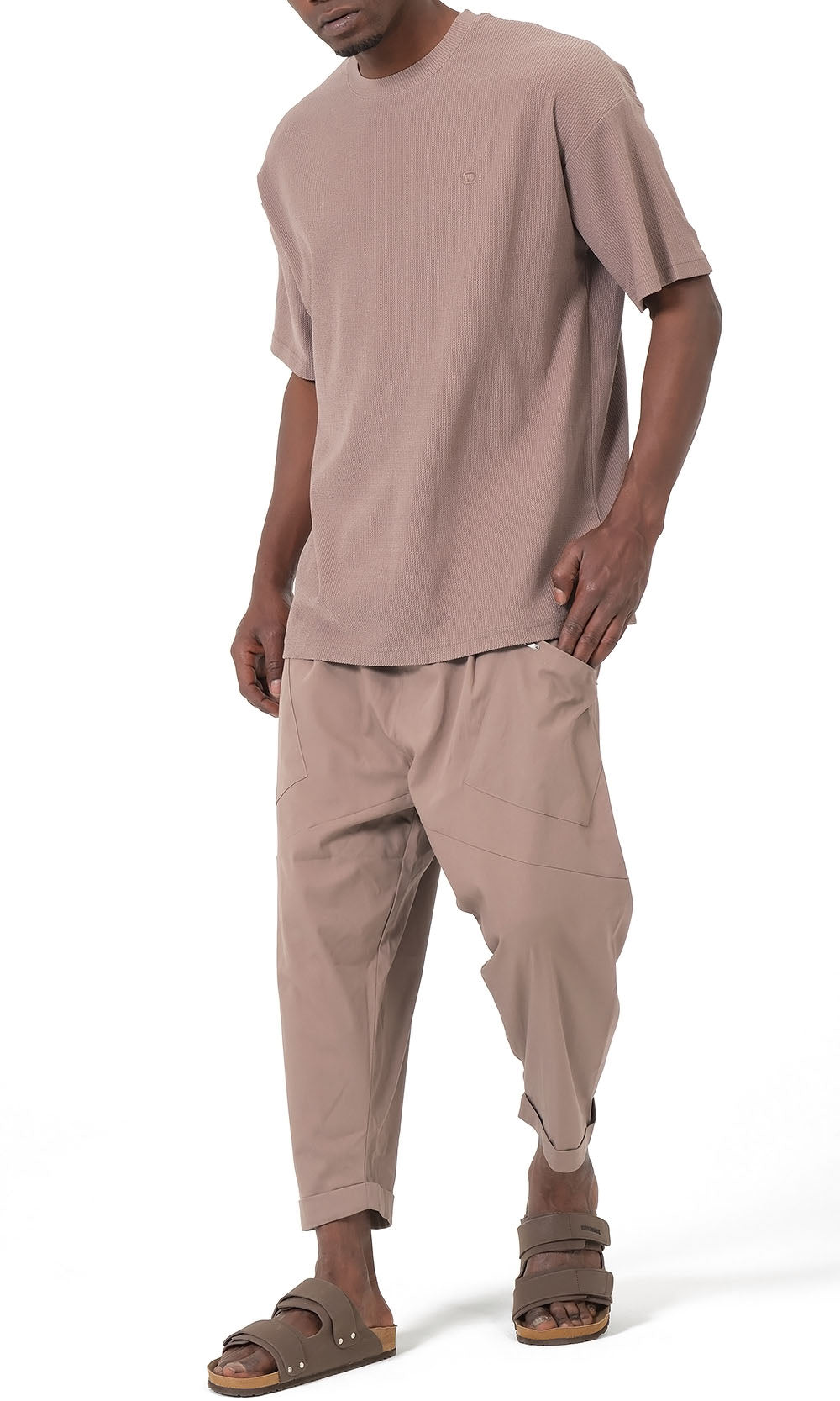 QTT3001 T-Shirt Oversized Waffle in Taupe