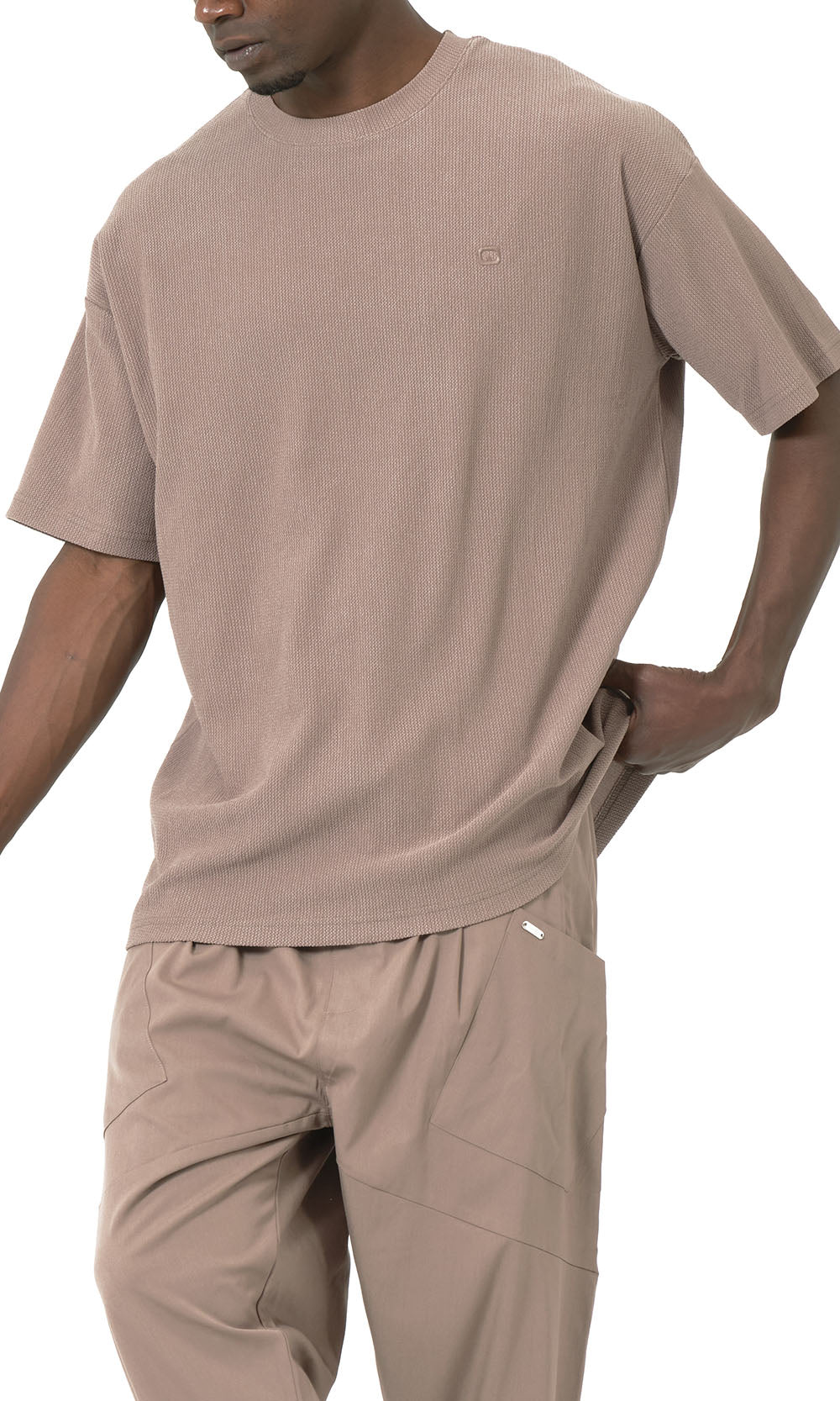 QTT3001 T-Shirt Oversized Waffle in Taupe