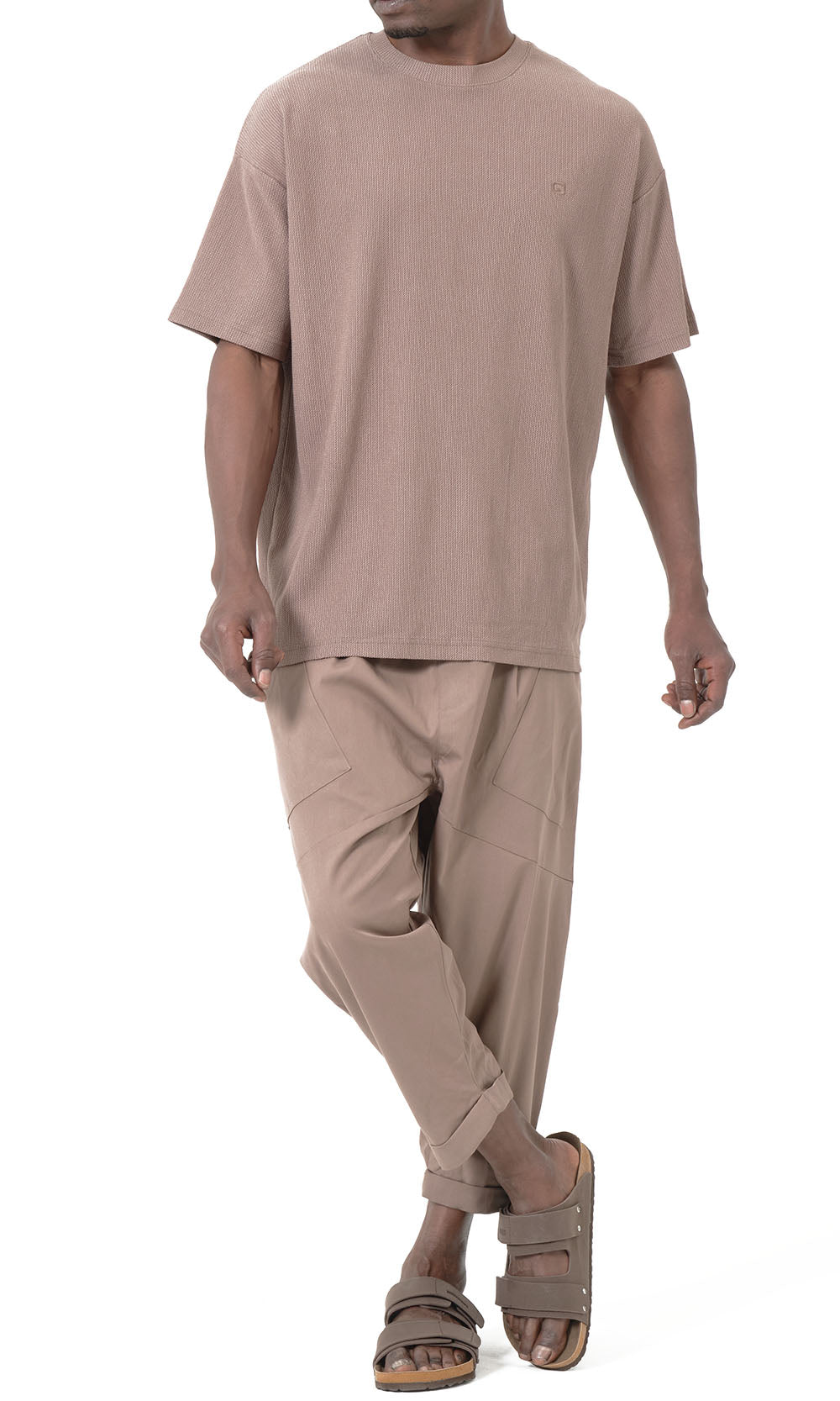 QTT3001 T-Shirt Oversized Waffle in Taupe