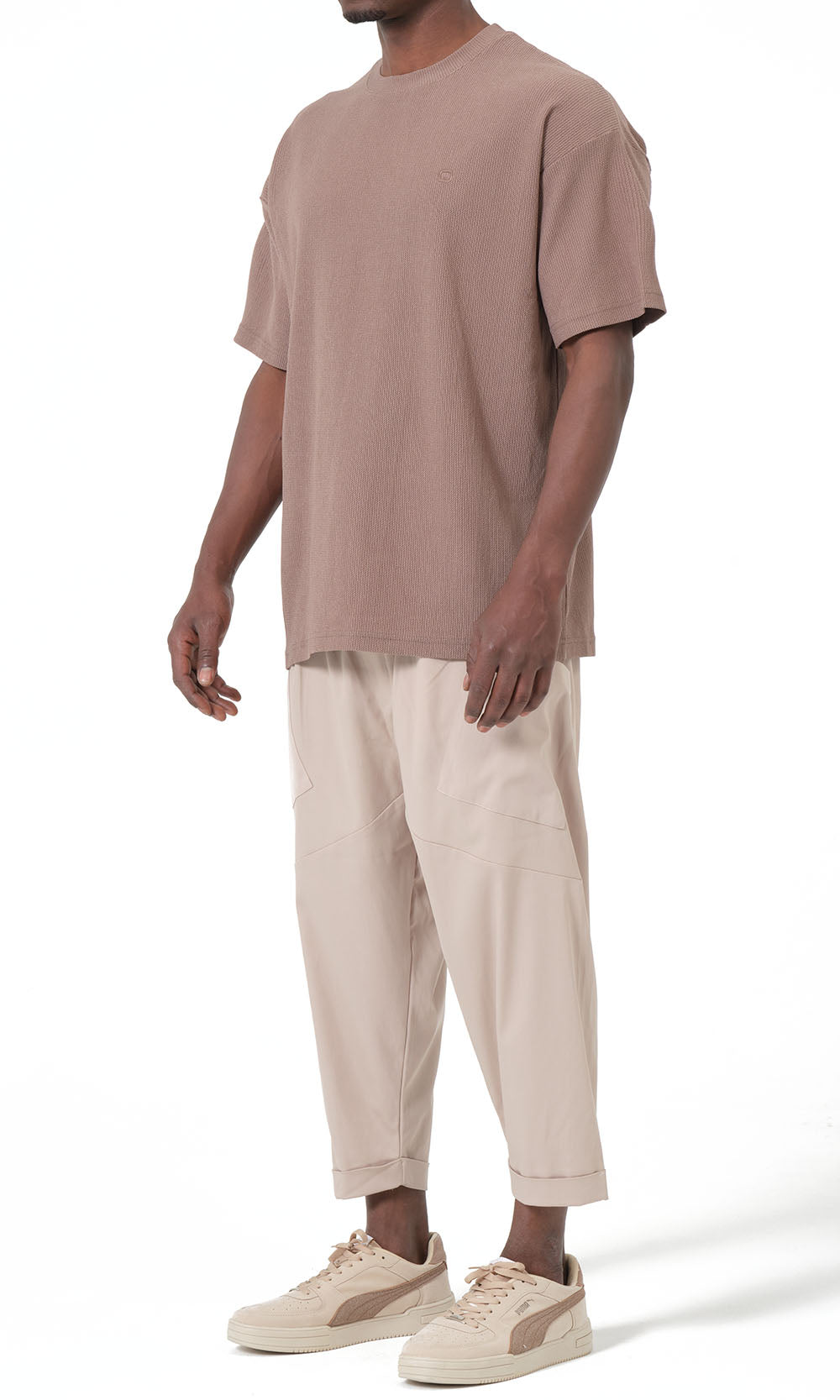 QTT3001 T-Shirt Oversized Waffle in Taupe