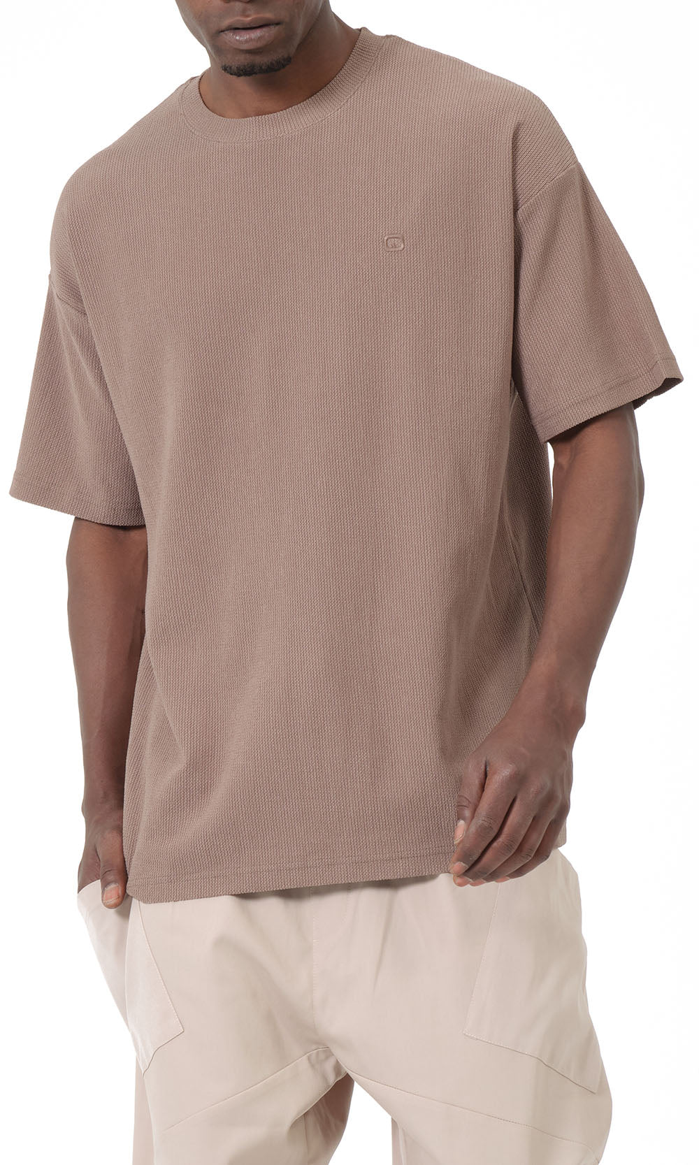 QTT3001 T-Shirt Oversized Waffle in Taupe