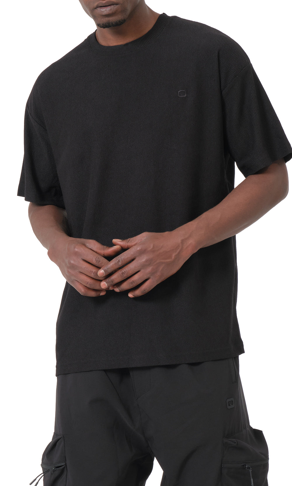 QTT3001 T-Shirt Oversized Waffle in Black
