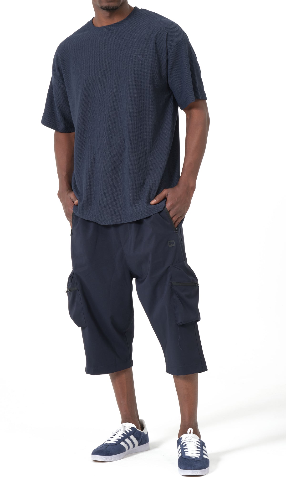 QTT3001 T-Shirt Oversized Waffle in Navy