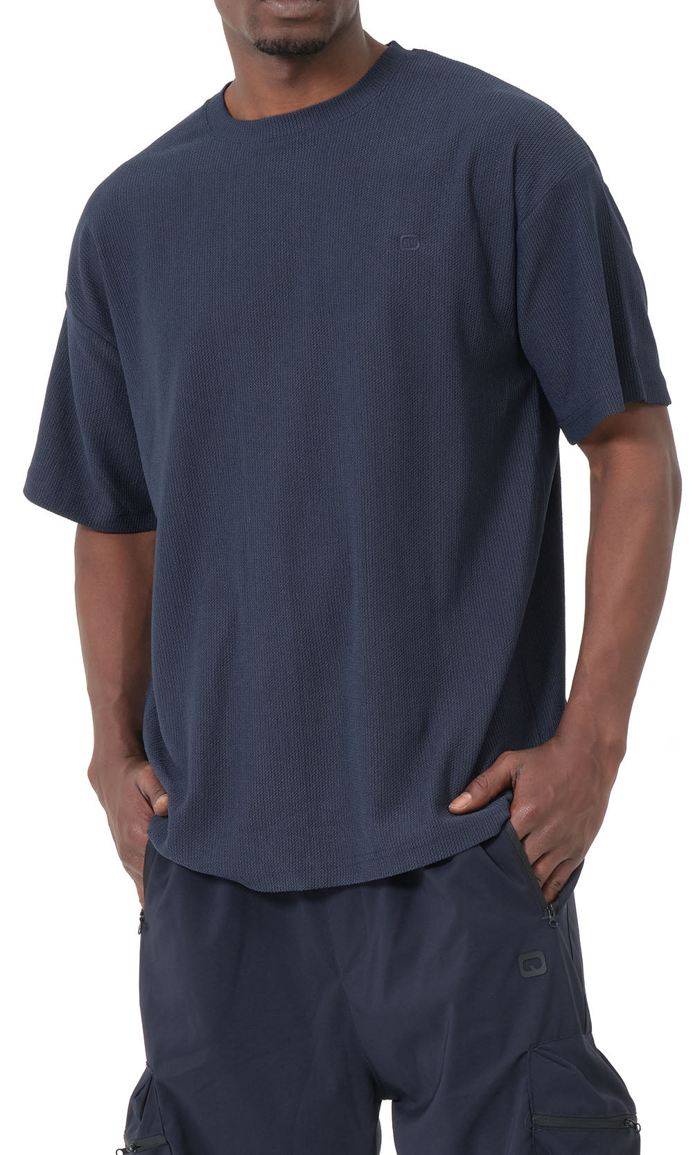 QTT3001 T-Shirt Oversized Waffle in Navy