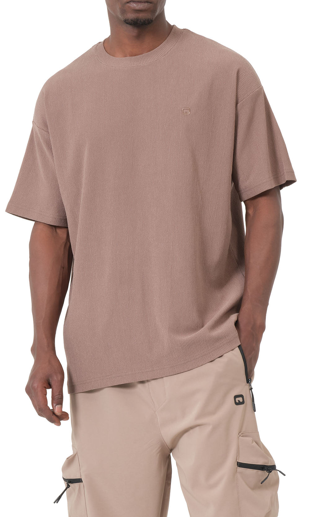 QTT3001 T-Shirt Oversized Waffle in Taupe