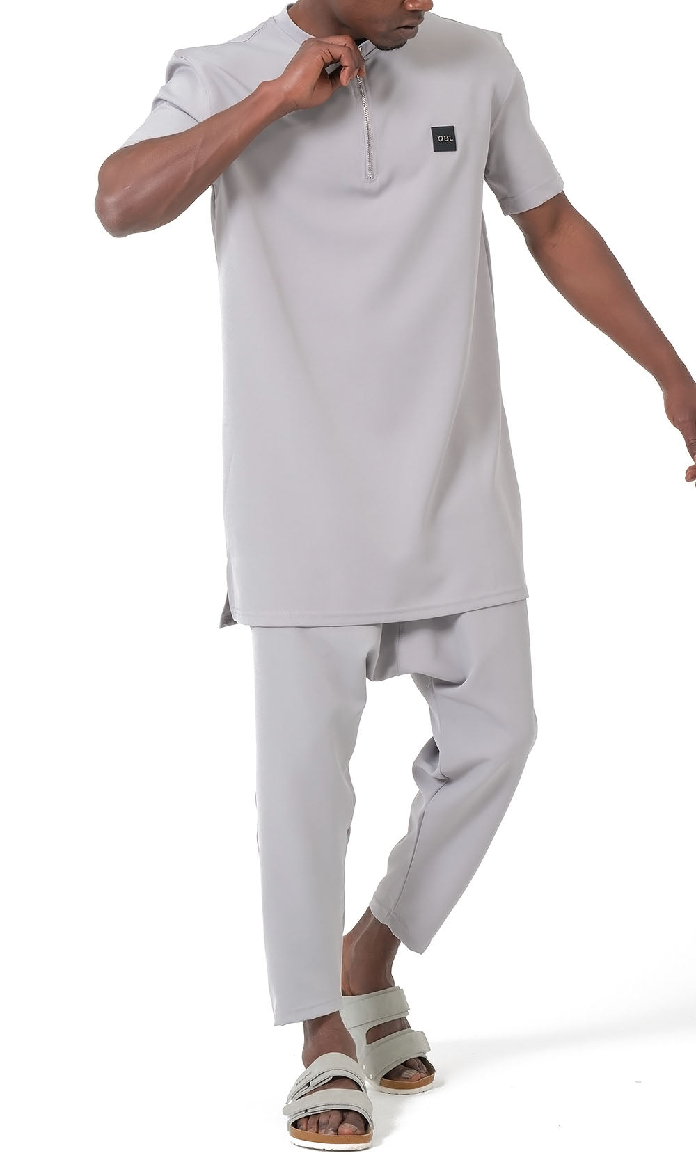 QTE2001 Short Qamis Set Silent in Light Grey