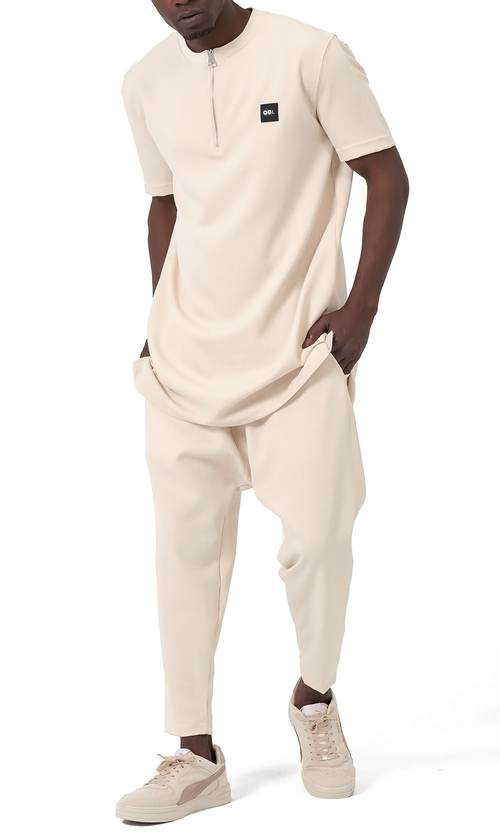 QTE2001 Short Qamis Set Silent in Beige