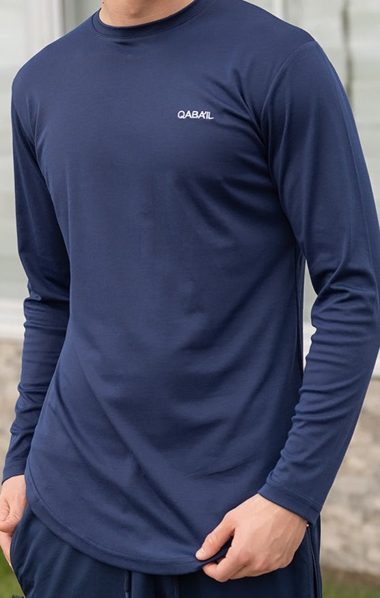  QL Lightweight Long Sleeves T-shirt 60T in Indigo - QABA'IL,