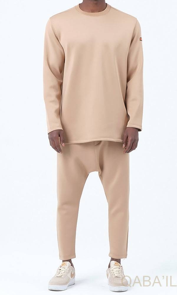 QL Futurx Relaxed Sweat and Ankle Jogger Set in Beige