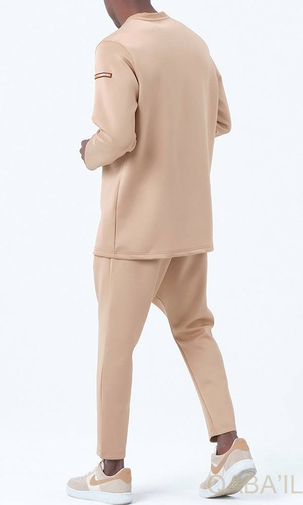 QL Futurx Relaxed Sweat and Ankle Jogger Set in Beige