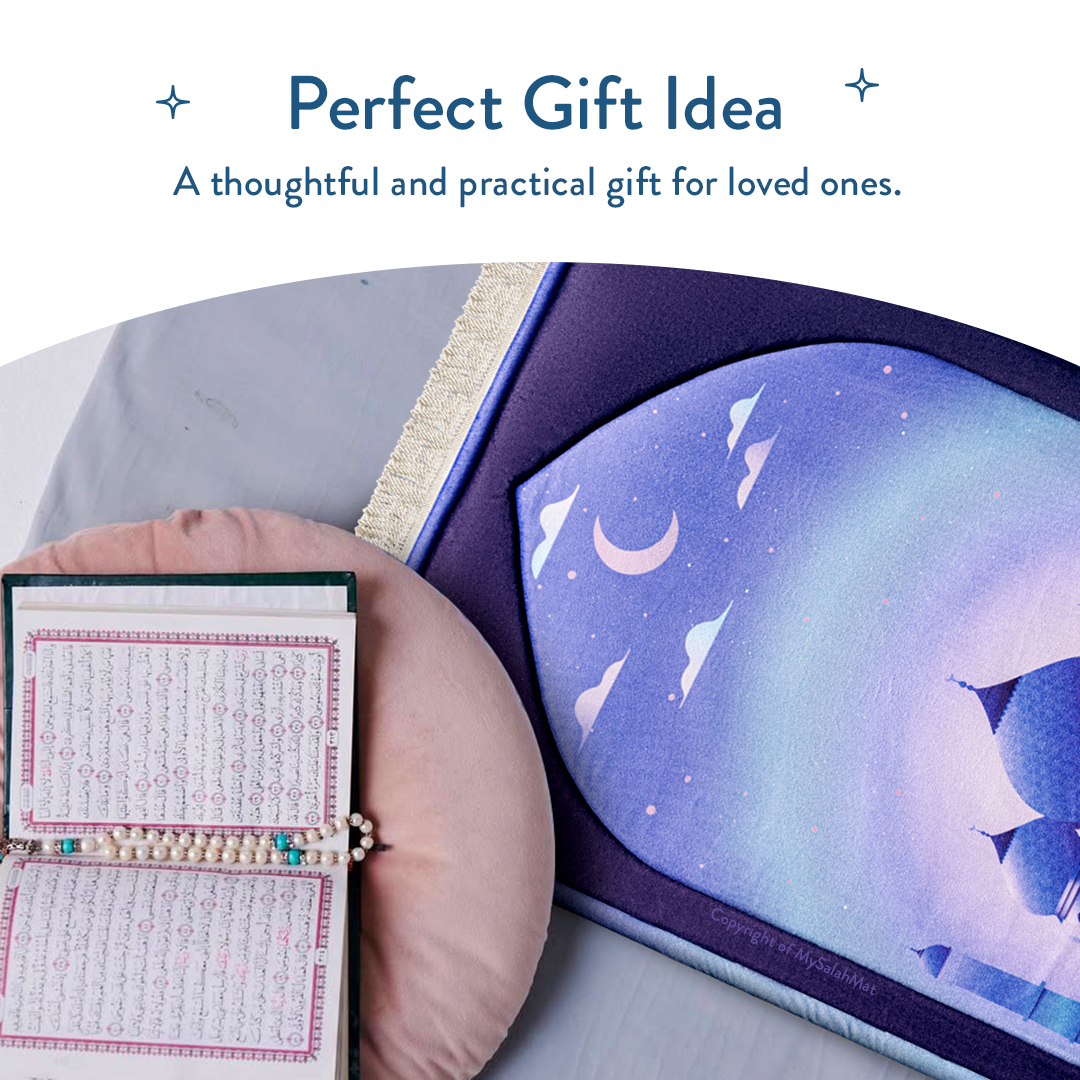 Tapis de prière rembourré pour enfants avec motif Masjid au crépuscule | Urban Rugs UK | Un beau cadeau de Ramadan et d’Aïd pour les êtres aimés