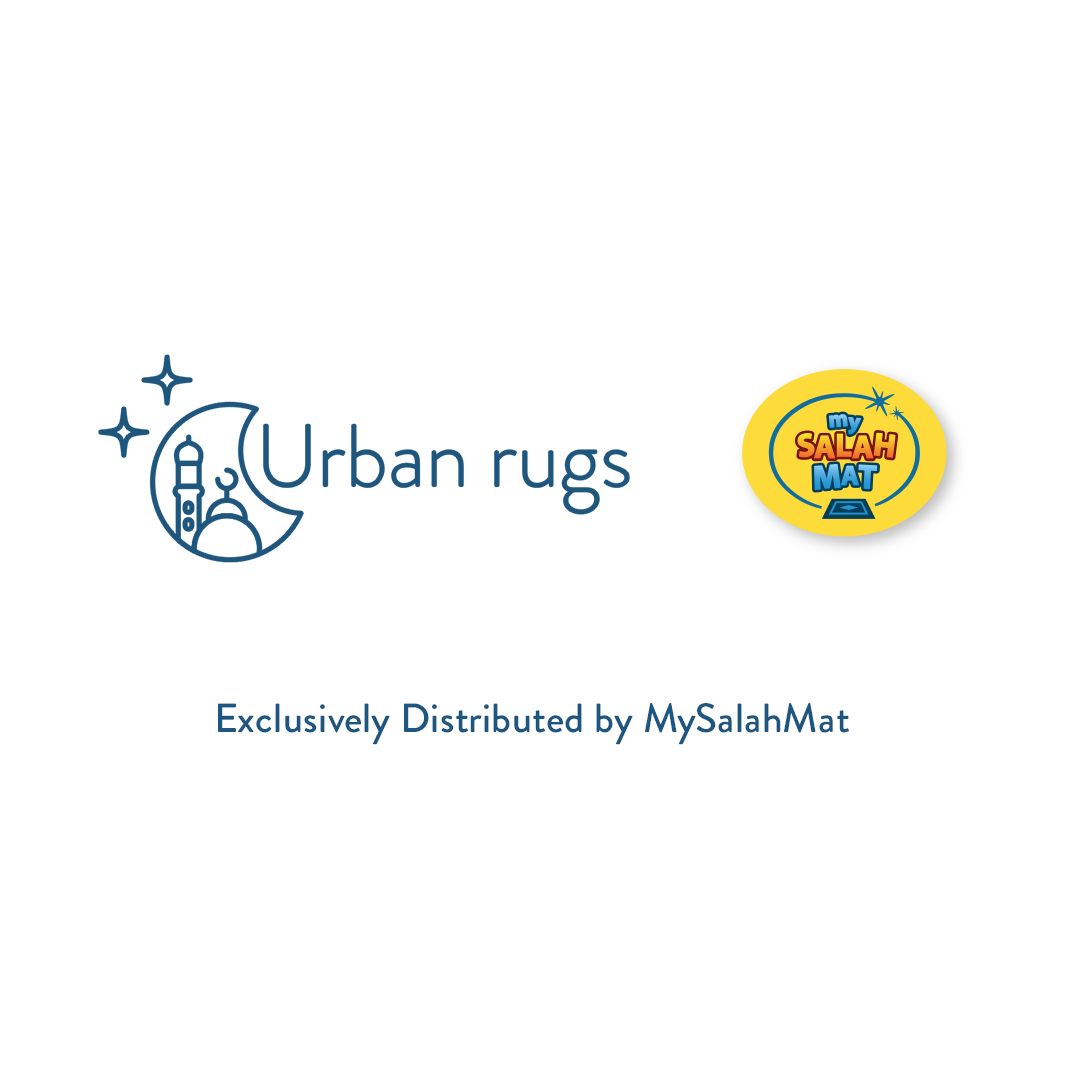 Tapis de prière rembourré pour tout-petits avec motif « Midi à La Mecque » par Urban Rugs UK | Un magnifique cadeau de Ramadan et d’Aïd pour vos proches