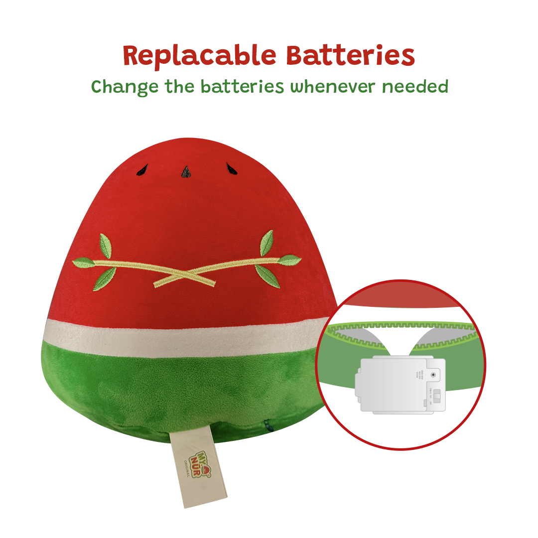 Nūr la Pastèque | UNE nouvelle peluche islamique interactive lumineuse, apprends des sourates, des duas et plus encore | Un magnifique cadeau de Ramadan et d’Aïd pour les proches