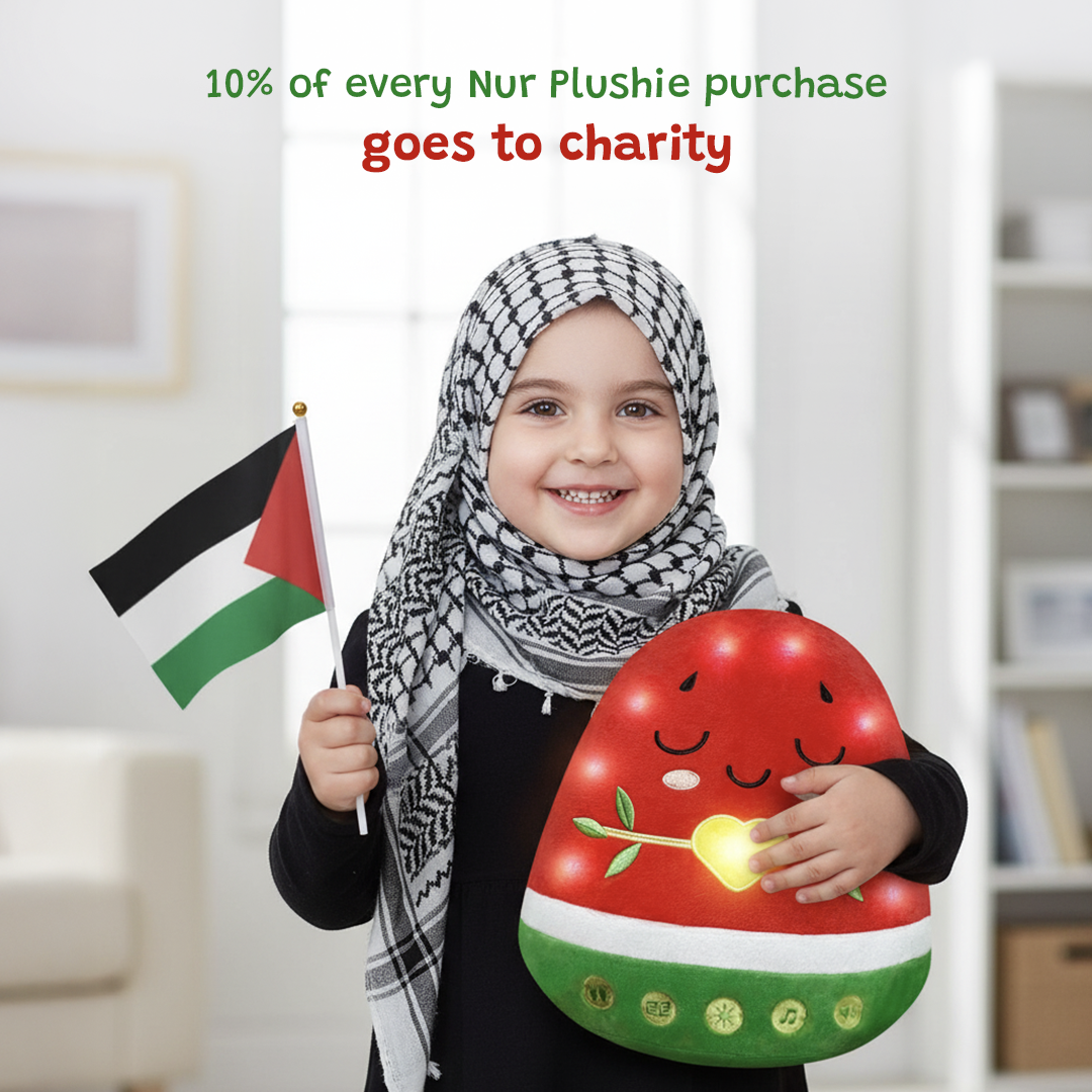 Nūr la Pastèque | UNE nouvelle peluche islamique interactive lumineuse, apprends des sourates, des duas et plus encore | Un magnifique cadeau de Ramadan et d’Aïd pour les proches