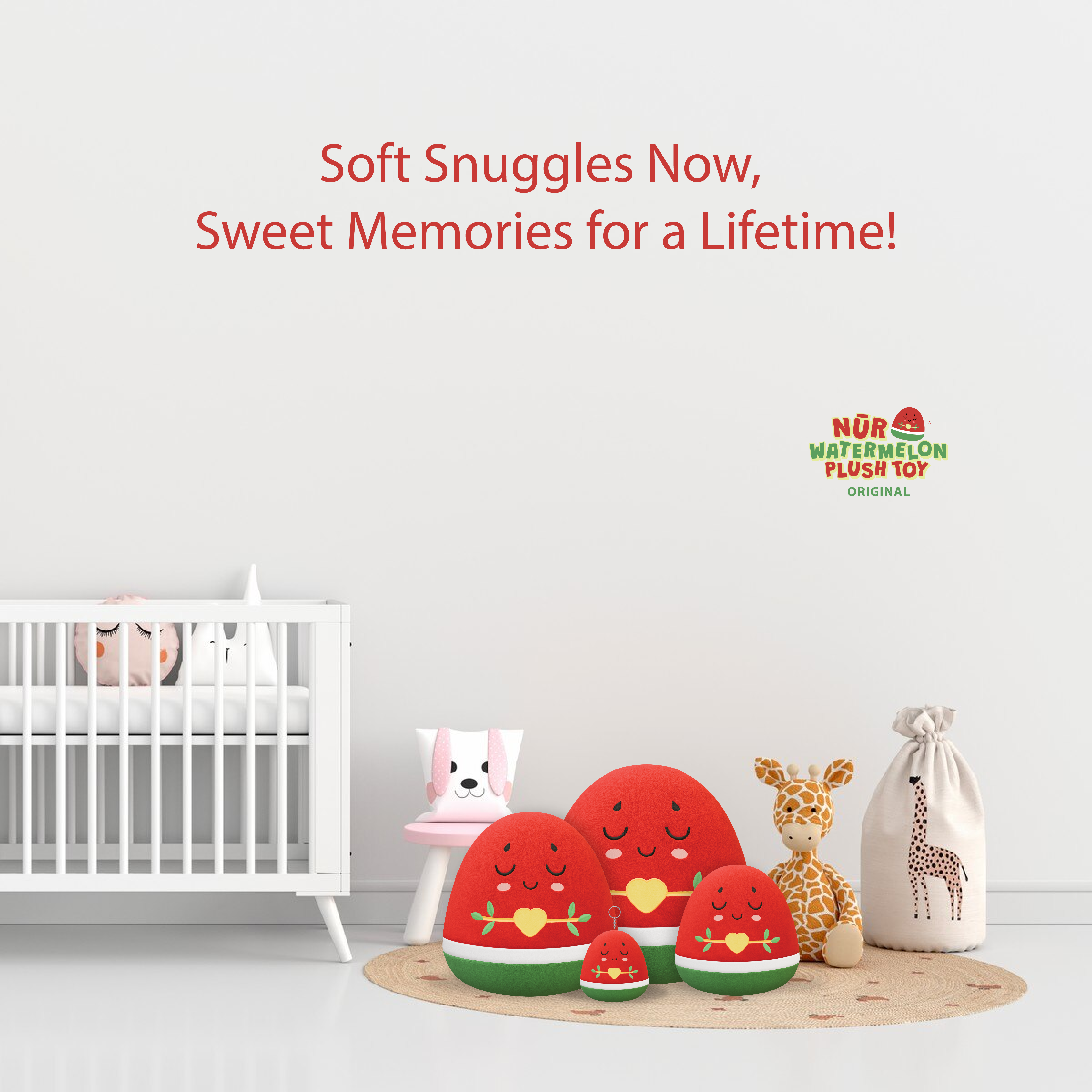 Watermelon Plushie - 30cm Soft Cuddly Pillow Adorable Fruit Plush Muslim Doll | A beautiful Ramadan and Eid gift for loved ones