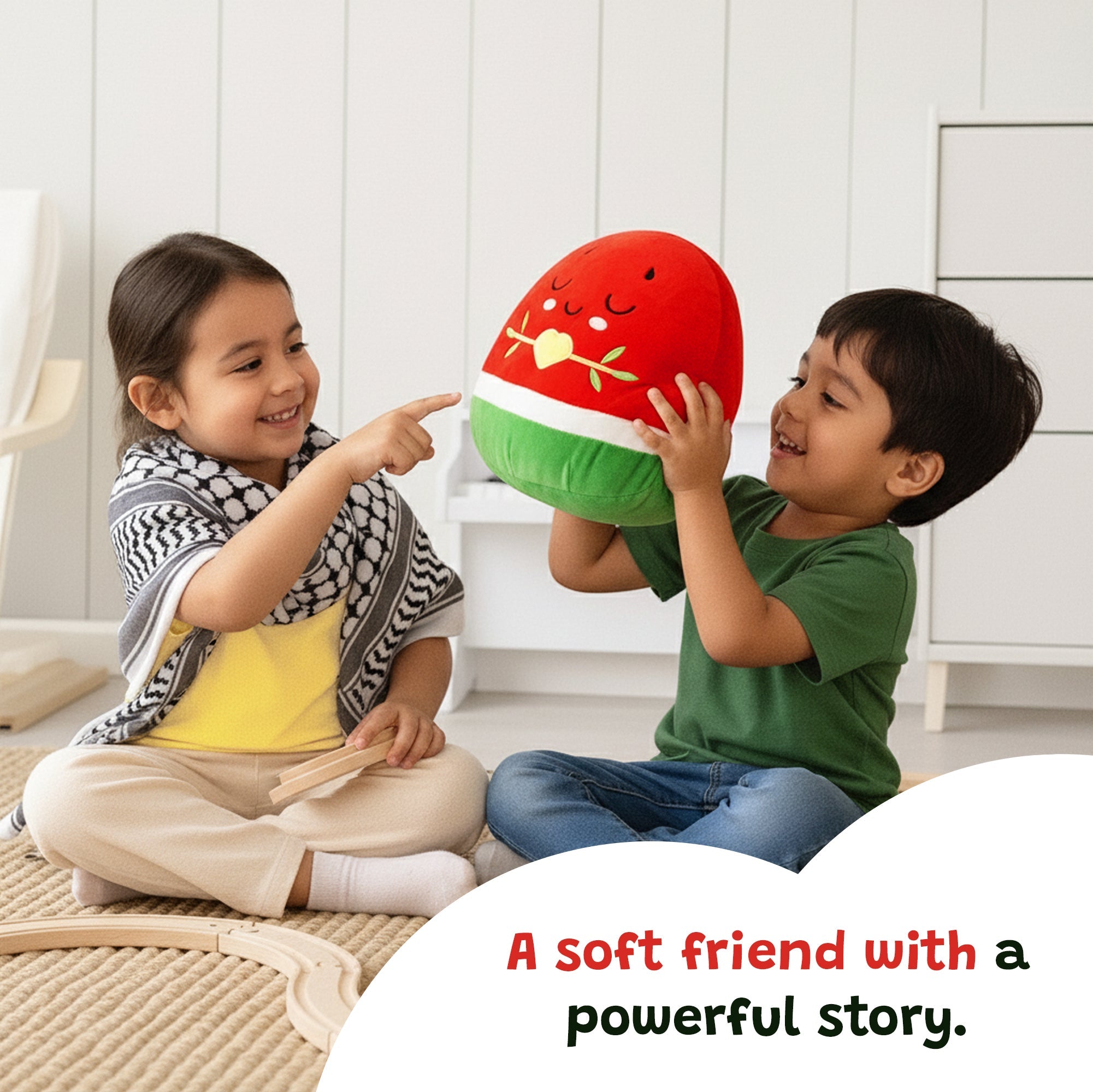 Watermelon Plushie - 30cm Soft Cuddly Pillow Adorable Fruit Plush Muslim Doll | A beautiful Ramadan and Eid gift for loved ones