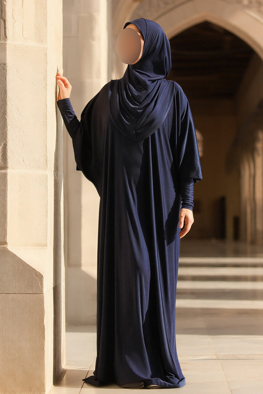 SUBLIME Integrated Hijab Relaxed Batwing Abaya AS016 in Dark Blue